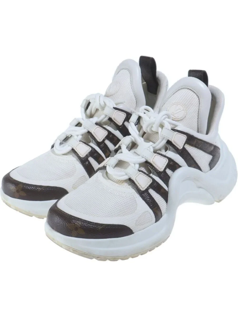 Louis Vuitton Arclight Line Platform Sneakers White Mesh Xleather
